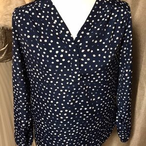 2/$10 Polka dots Dark blue blouse